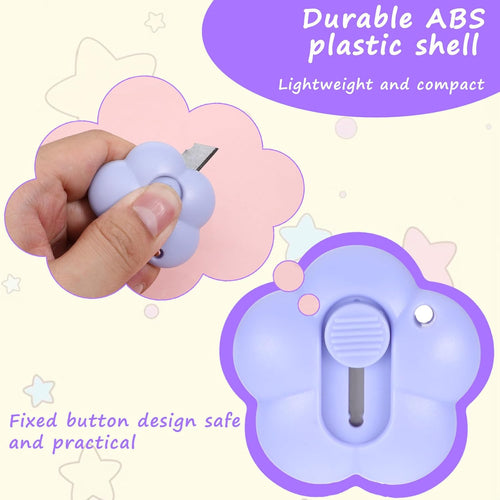 12 Pcs Mini Retractable Box Cutter Small Boxes Cutters Mini Utility Knife Letter Opener Boxes Cutters Retractable Box CutterKeychain Utility Knife Small BoxCutter for Home Office DIY Project