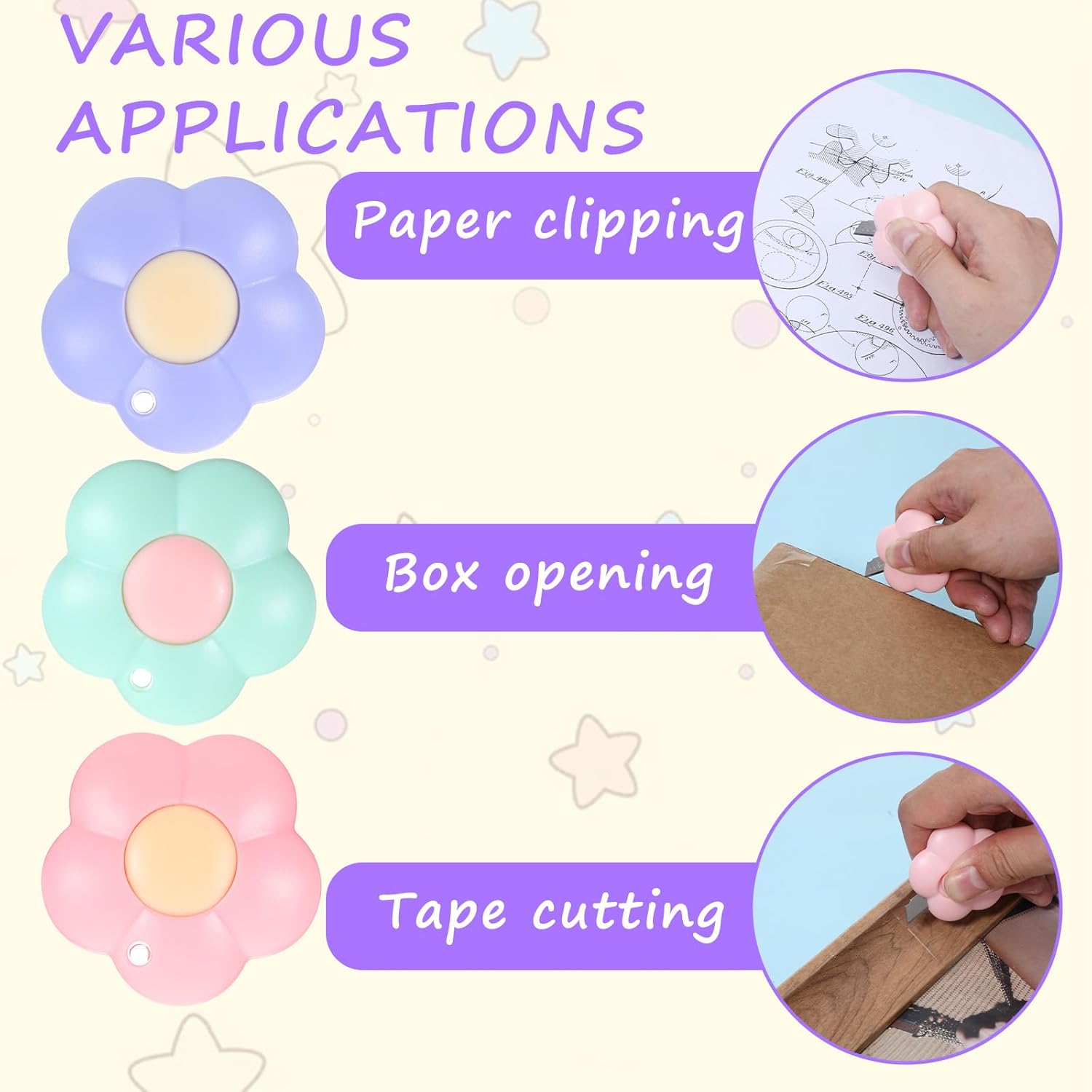 12 Pcs Mini Retractable Box Cutter Small Boxes Cutters Mini Utility Knife Letter Opener Boxes Cutters Retractable Box CutterKeychain Utility Knife Small BoxCutter for Home Office DIY Project