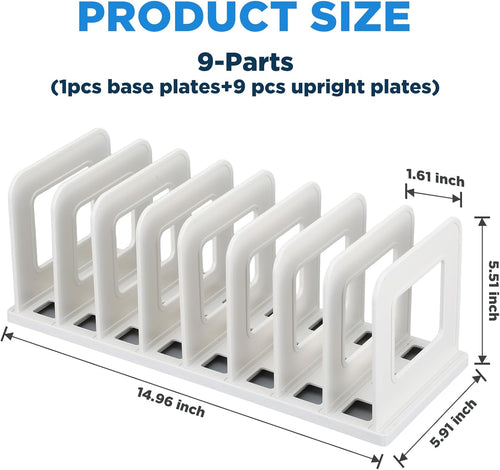 2 pcs Adjustable Vertical File Sorter Sturdy Plastic Expandable Upright File Holder for Notebook Magazine Desktop Organizer Bookshelf Divider Office Home School, Assemble Easily Endlessly, White