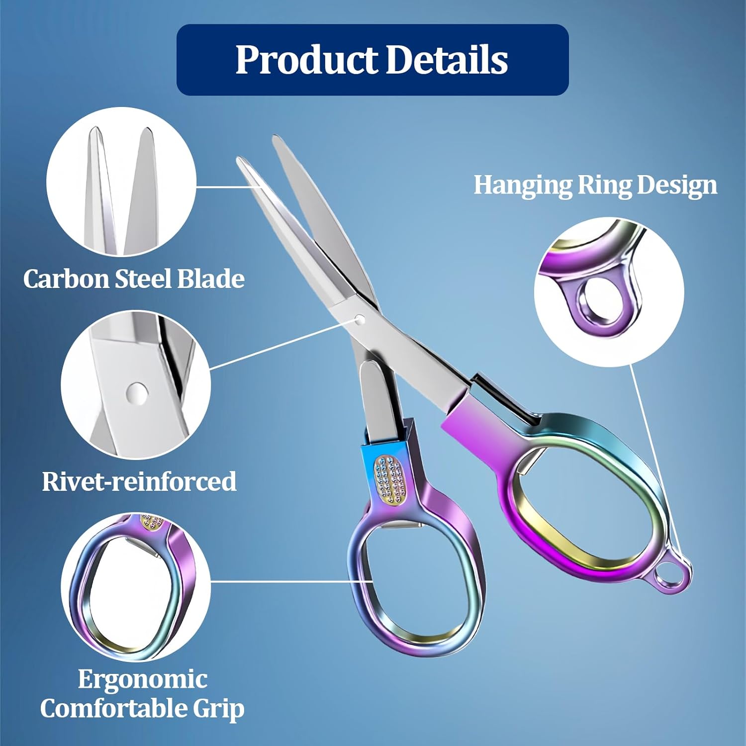 2 PCS Mini Folding Scissors,Pocket Foldable Stainless Steel Retractable Cutters, Mini Craft Scissors for Home, Outdoor and Office Use
